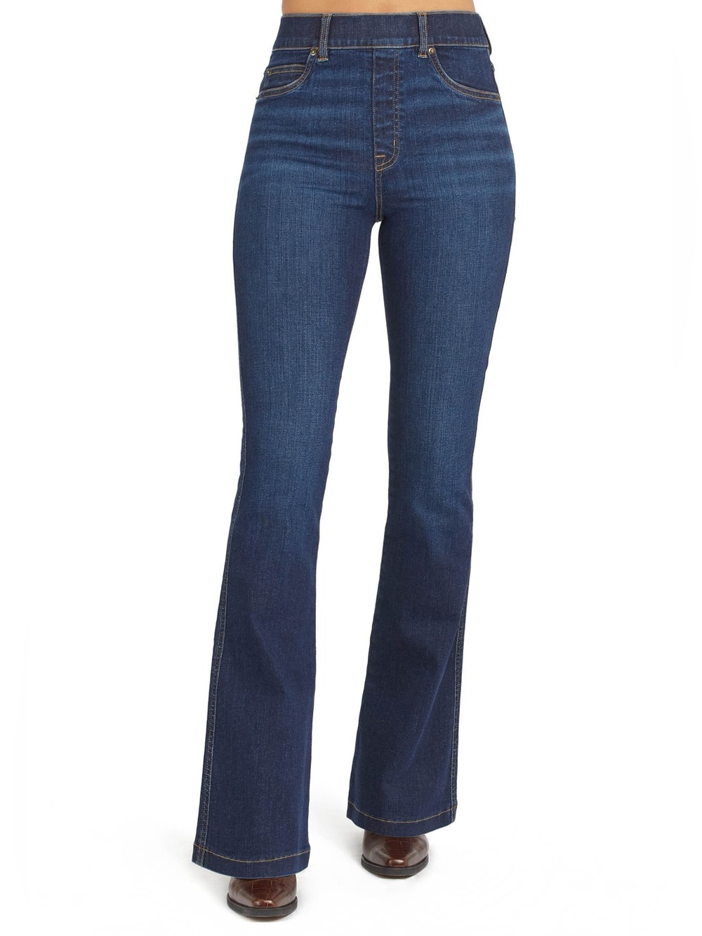SPANX Dark Blue High-Rise Flare Jeans